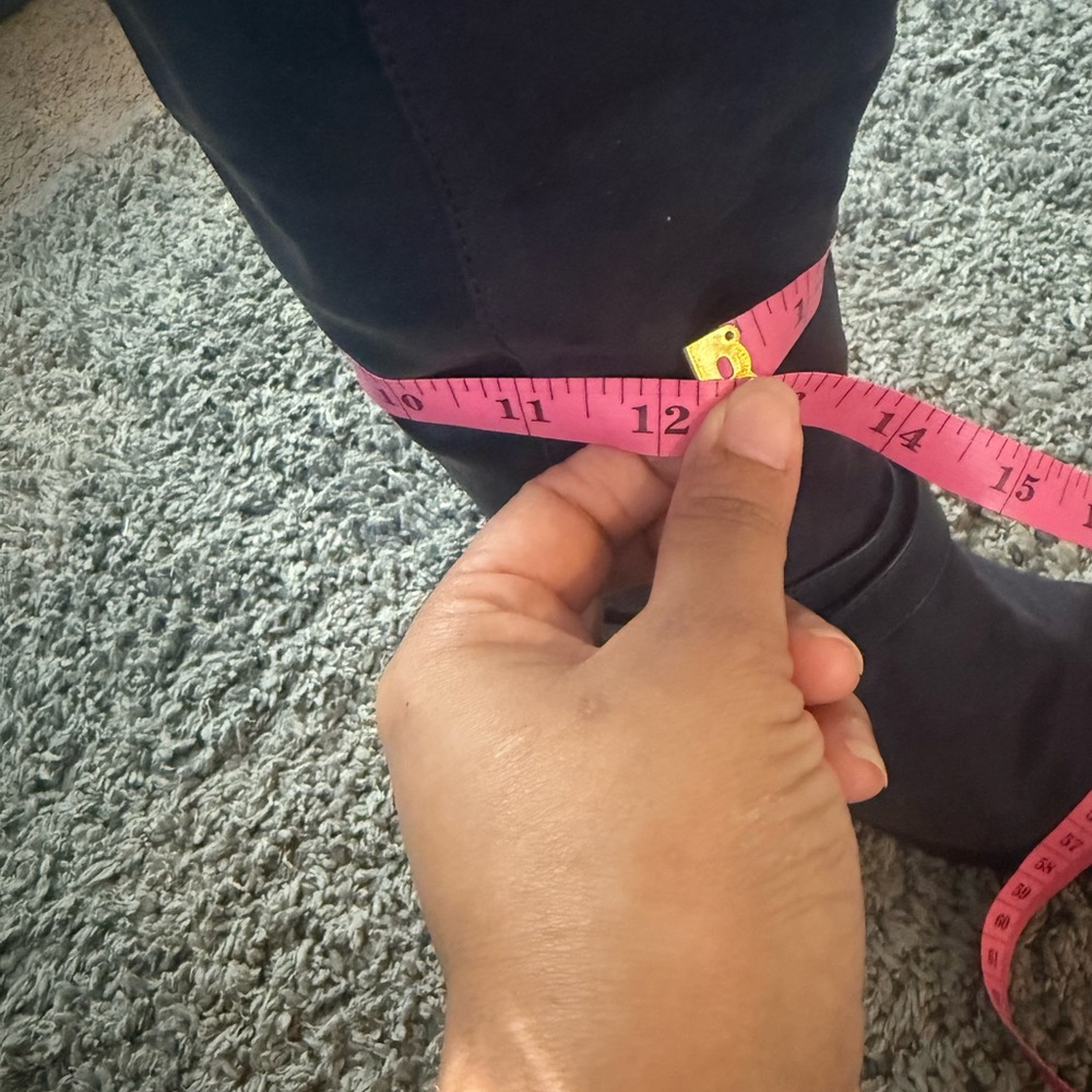 JustFab Hollie Navy Blue Knee-High Flat Boots Faux Suede Gold Buckle Women’s - Picture 9 of 10